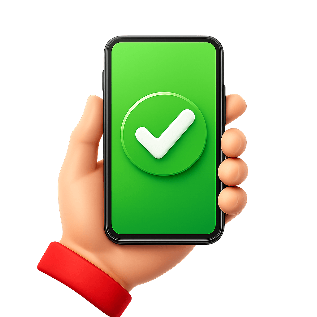 Illustration of a hand holding a verified signup phone