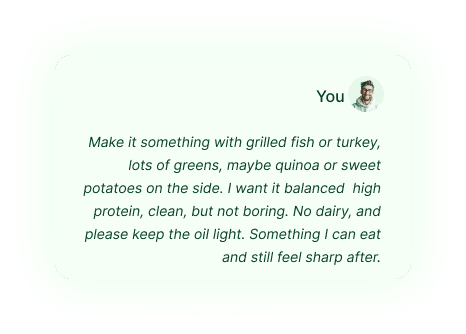 Emotion Engine UI mockup showing mood-based food suggestions